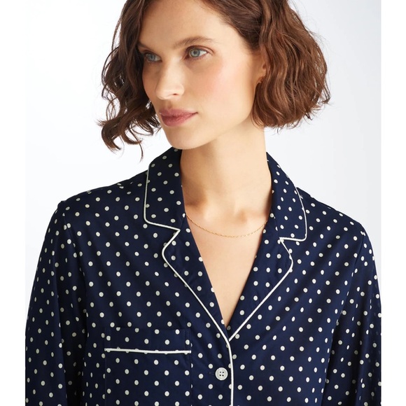 Derek Rose Cotton Batiste Navy Polkadot Print Pajama Set Size XS 100% Cotton - Picture 5 of 16